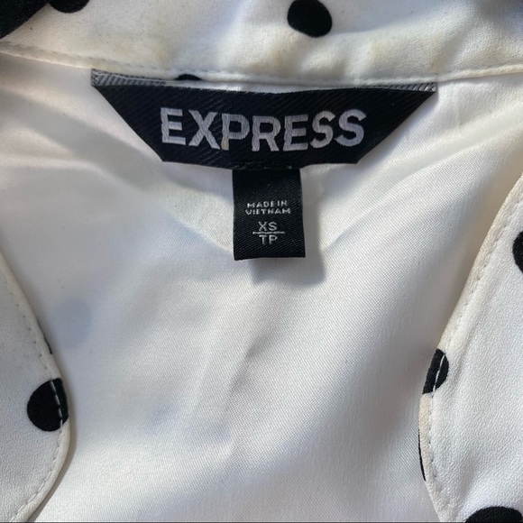 XS white with black polka dot belted sleeveless dress from EXPRESS - Picture 4 of 4